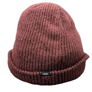 Vans Off the Wall Knit Cap Beanie Hat Red Black OS Winter Stretch Fit